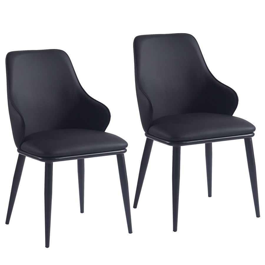 Kash Dining Chair, Set of 2, in Black Faux Leather and Black - Image 3