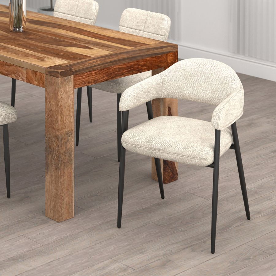 Archer Dining Chair, Set of 2, in Beige Fabric and Black - Image 8
