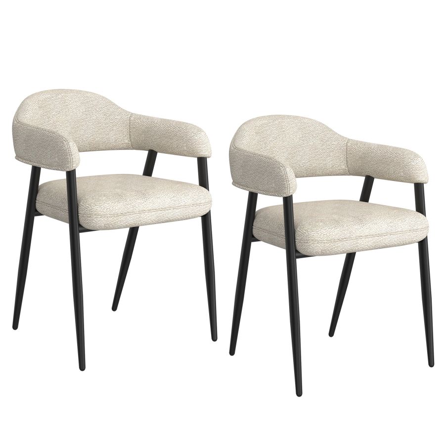 Archer Dining Chair, Set of 2, in Beige Fabric and Black - Image 3