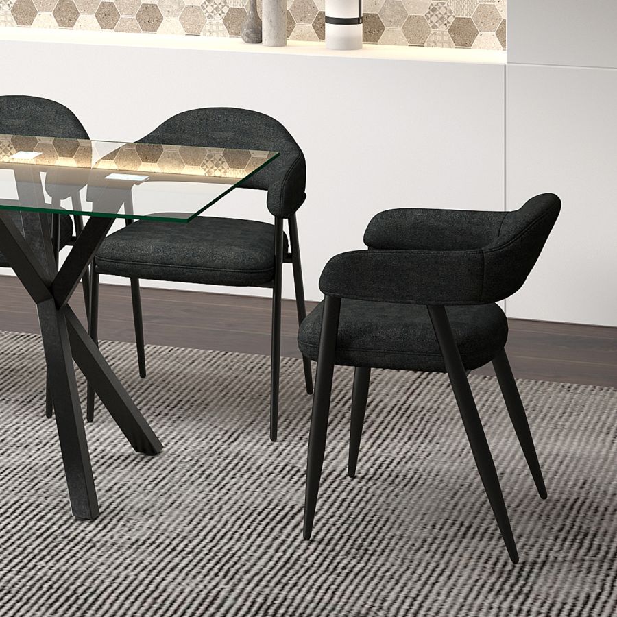 Archer Dining Chair, Set of 2, in Charcoal Fabric and Black - Image 8