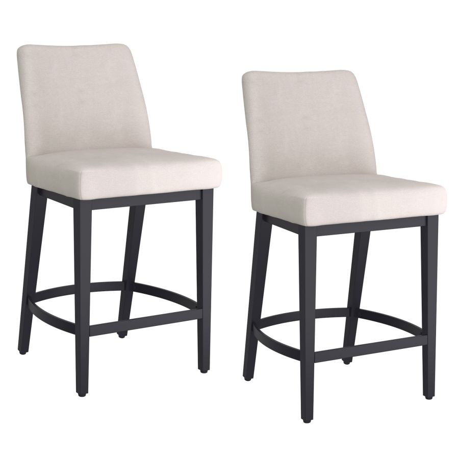 Jace 26" Counter Stool, Set of 2, in Beige Fabric and Black - Image 3