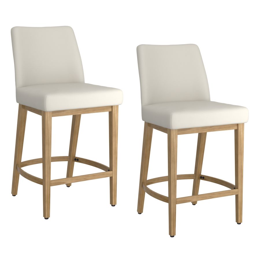 Jace 26" Counter Stool, Set of 2, in Beige Fabric and Natural - Image 3