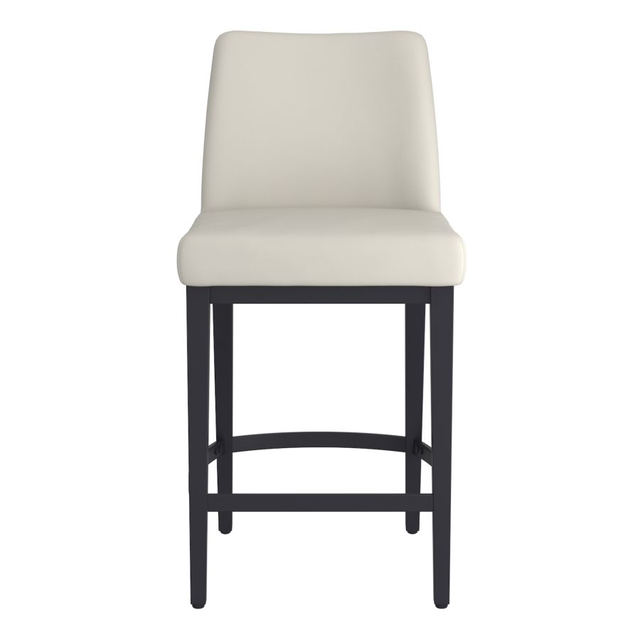Jace 26" Counter Stool, Set of 2, in Beige Faux Leather and Black - Image 5