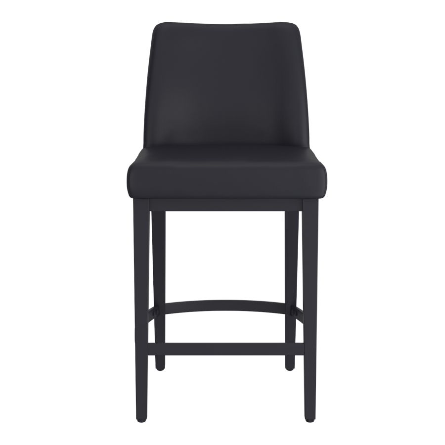 Jace 26" Counter Stool, Set of 2, in Black Faux Leather and Black - Image 5
