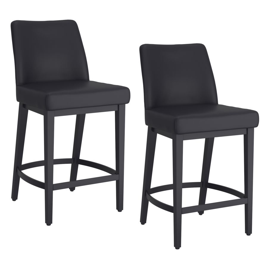 Jace 26" Counter Stool, Set of 2, in Black Faux Leather and Black - Image 3