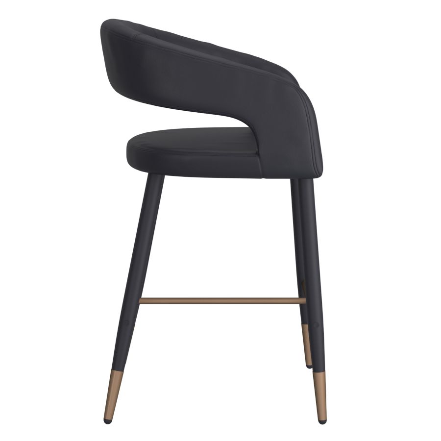 Crimson 26" Counter Stool, Set of 2, in Black Faux Leather and Black and Aged Gold - Image 6