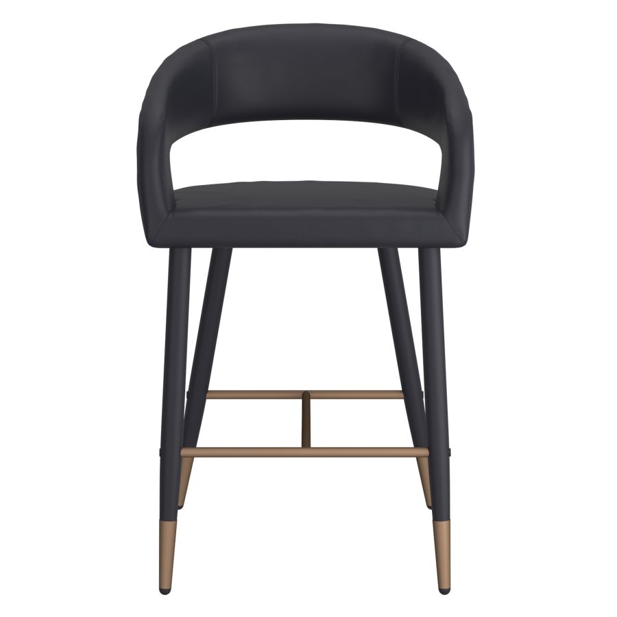 Crimson 26" Counter Stool, Set of 2, in Black Faux Leather and Black and Aged Gold - Image 5