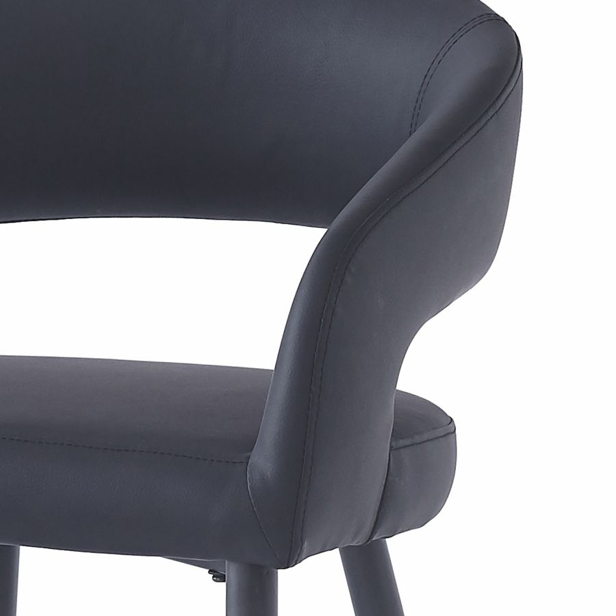 Crimson 26" Counter Stool, Set of 2, in Black Faux Leather and Black and Aged Gold - Image 4