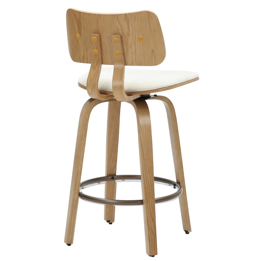 Zuni 26" Counter Stool with Swivel in Beige Fabric and Natural - Image 7