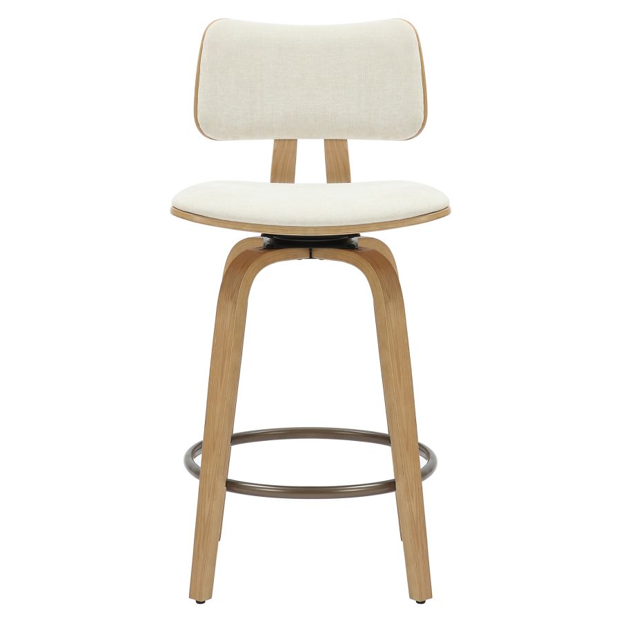 Zuni 26" Counter Stool with Swivel in Beige Fabric and Natural - Image 5