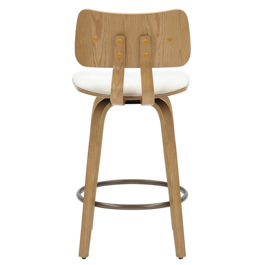 Zuni 26" Counter Stool with Swivel in Beige Fabric and Natural - Image 4