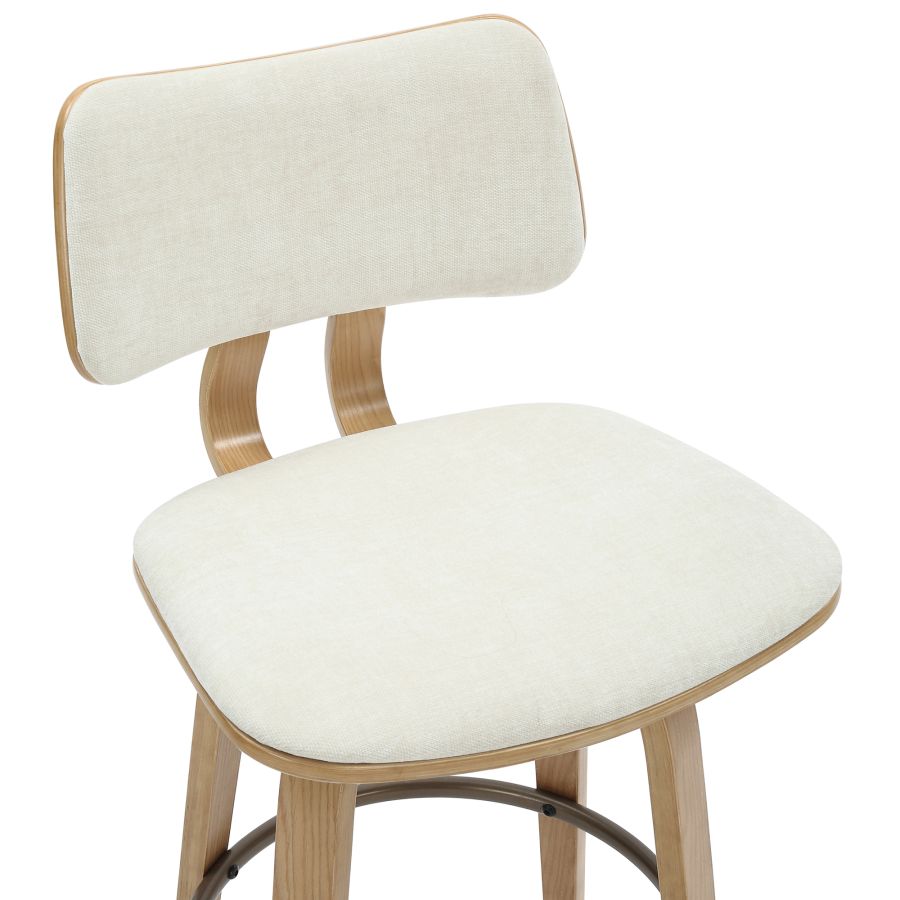 Zuni 26" Counter Stool with Swivel in Beige Fabric and Natural - Image 3