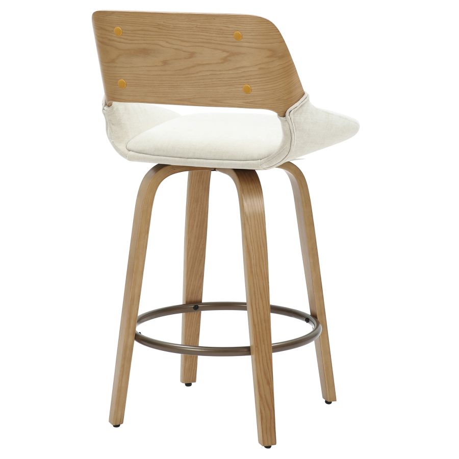 Hudson 26" Counter Stool with Swivel in Beige Fabric and Natural - Image 7