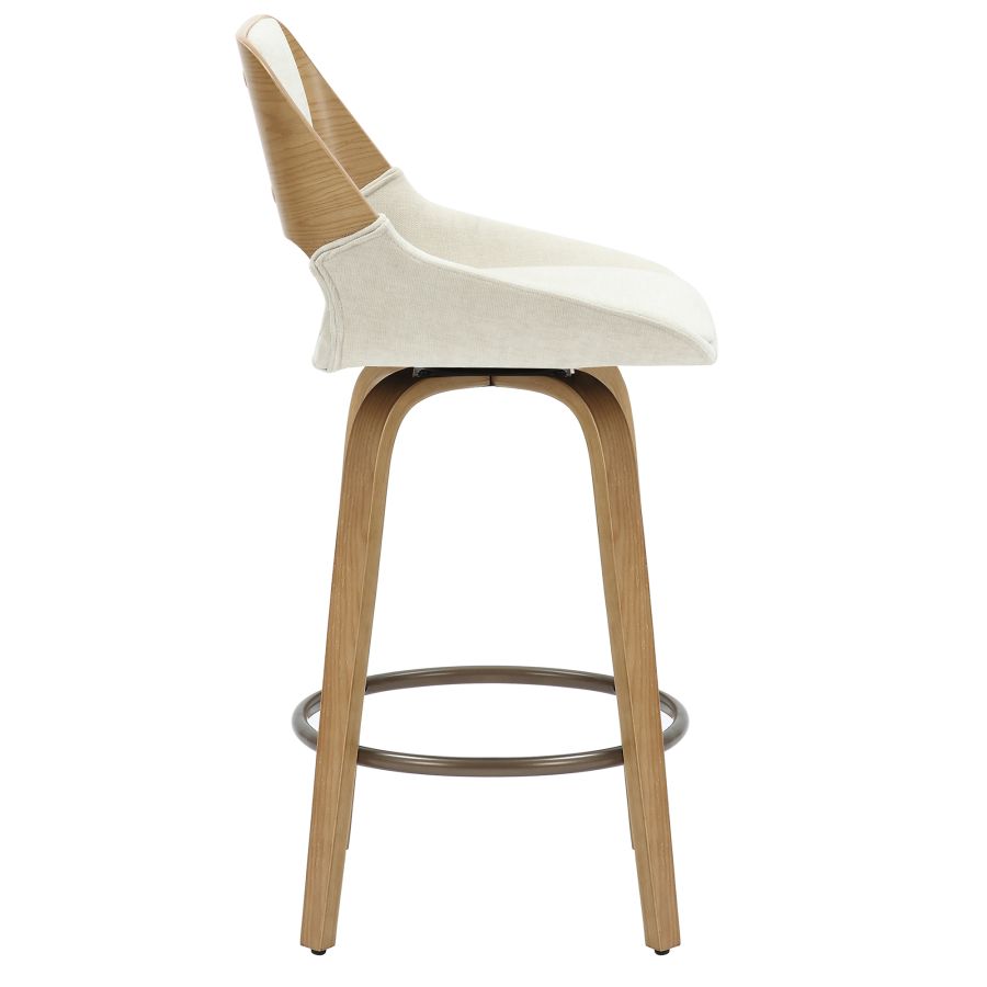 Hudson 26" Counter Stool with Swivel in Beige Fabric and Natural - Image 6