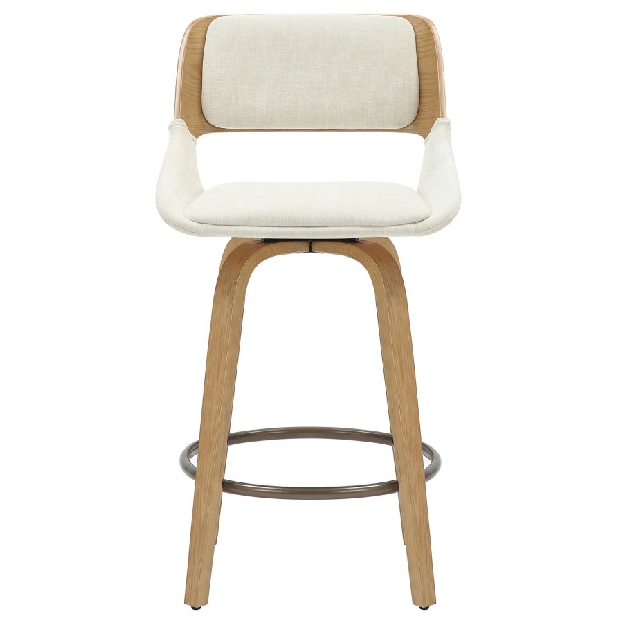 Hudson 26" Counter Stool with Swivel in Beige Fabric and Natural - Image 5