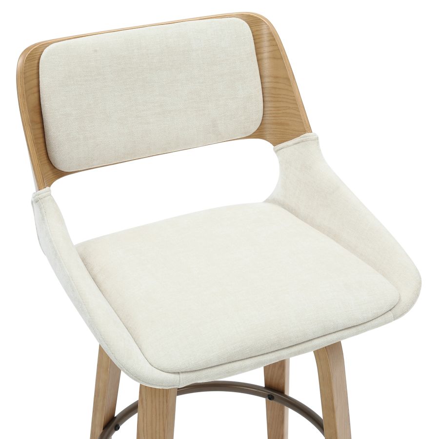 Hudson 26" Counter Stool with Swivel in Beige Fabric and Natural - Image 4