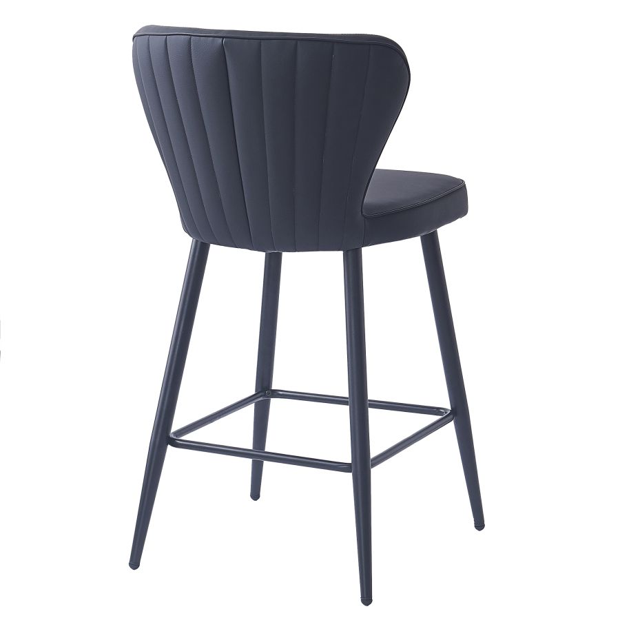 Clover 26" Counter Stool, Set of 2, in Black Faux Leather and Black - Image 7