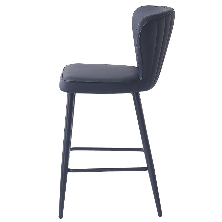 Clover 26" Counter Stool, Set of 2, in Black Faux Leather and Black - Image 6