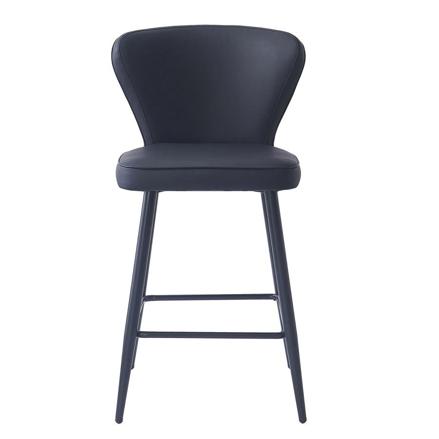 Clover 26" Counter Stool, Set of 2, in Black Faux Leather and Black - Image 5