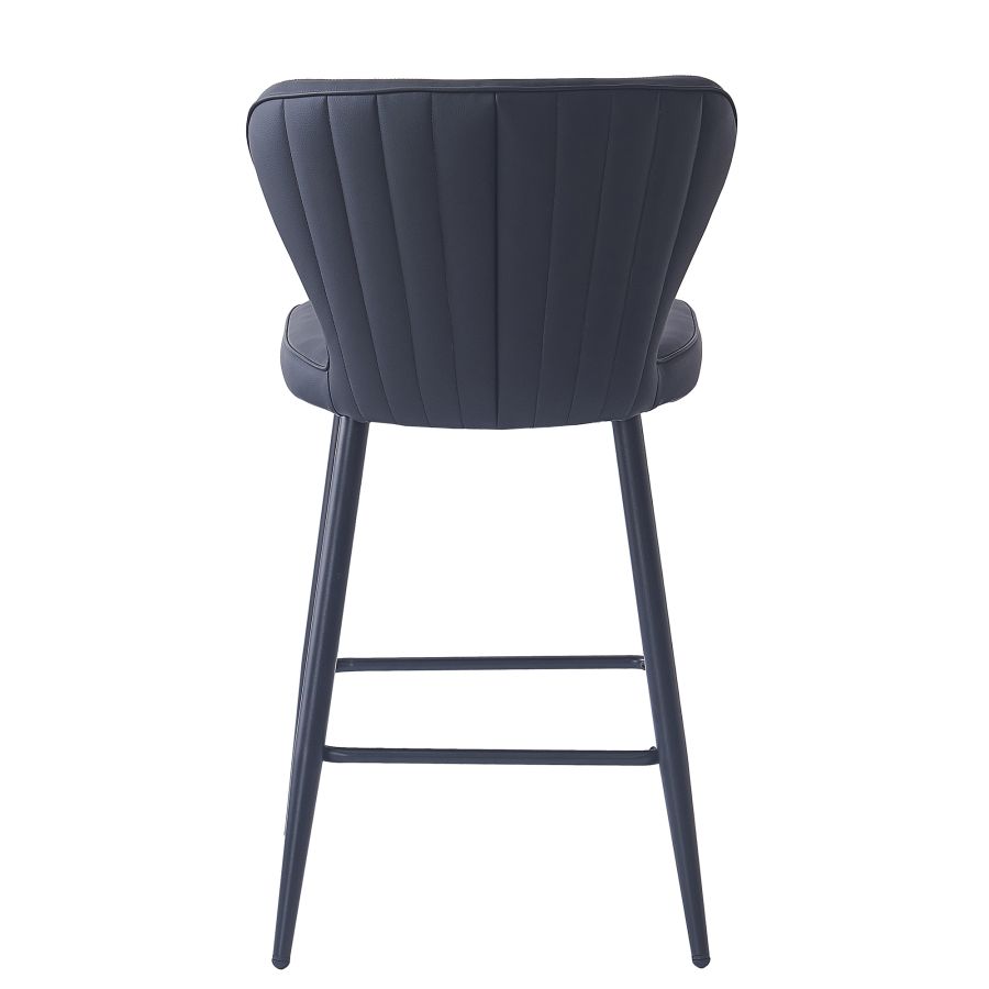 Clover 26" Counter Stool, Set of 2, in Black Faux Leather and Black - Image 4