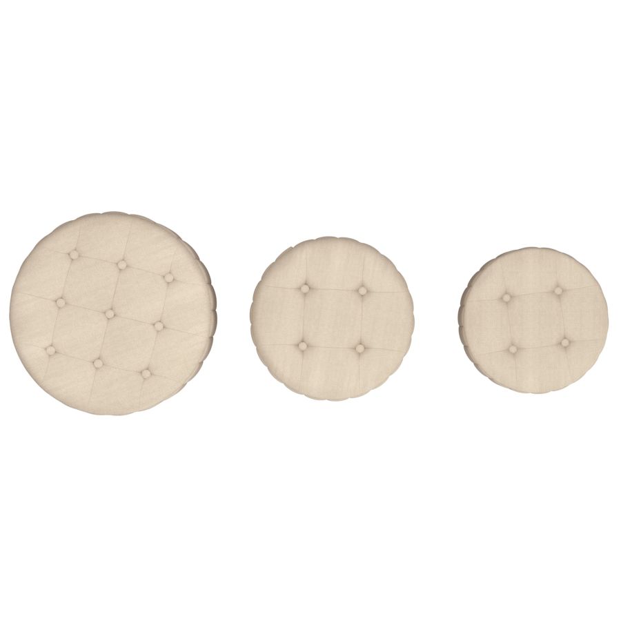 Lexi 3pc Round Storage Ottoman Set in Beige and Black - Image 6