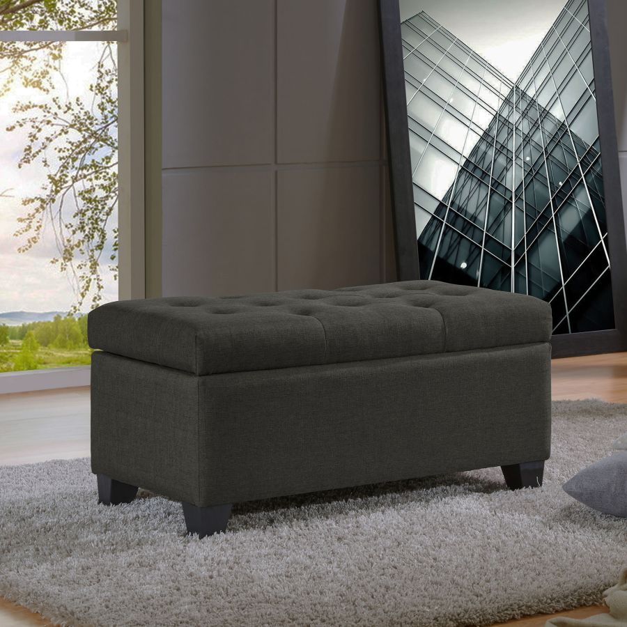 Harper Rectangular Storage Ottoman Bench in Charcoal - Image 8