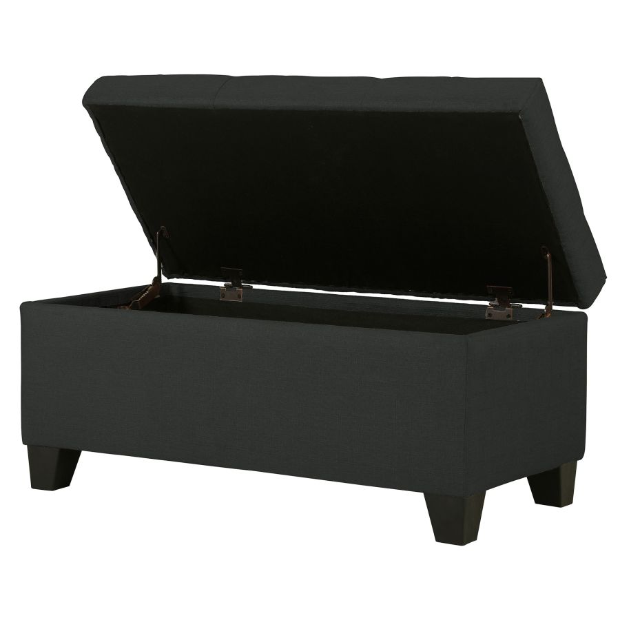 Harper Rectangular Storage Ottoman Bench in Charcoal - Image 7