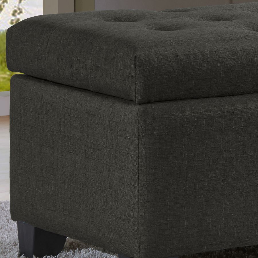 Harper Rectangular Storage Ottoman Bench in Charcoal - Image 5