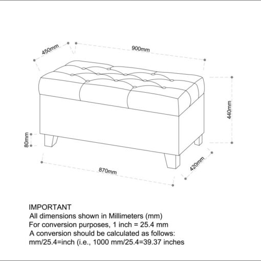 Alternative view of Harper Rectangular Storage Ottoman Bench in Charcoal