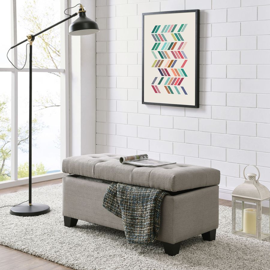 Harper Rectangular Storage Ottoman Bench in Light Grey - Image 8