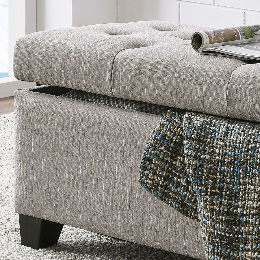 Harper Rectangular Storage Ottoman Bench in Light Grey - Image 5