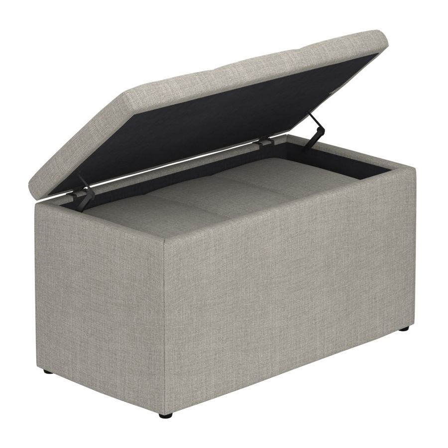 Levi 2pc Rectangular Storage Ottoman Bench Set in Light Grey Fabric - Image 7