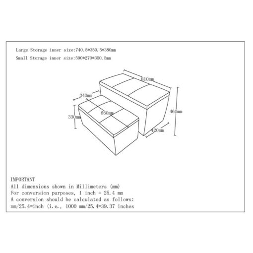 Alternative view of Levi 2pc Rectangular Storage Ottoman Bench Set in Light Grey Fabric