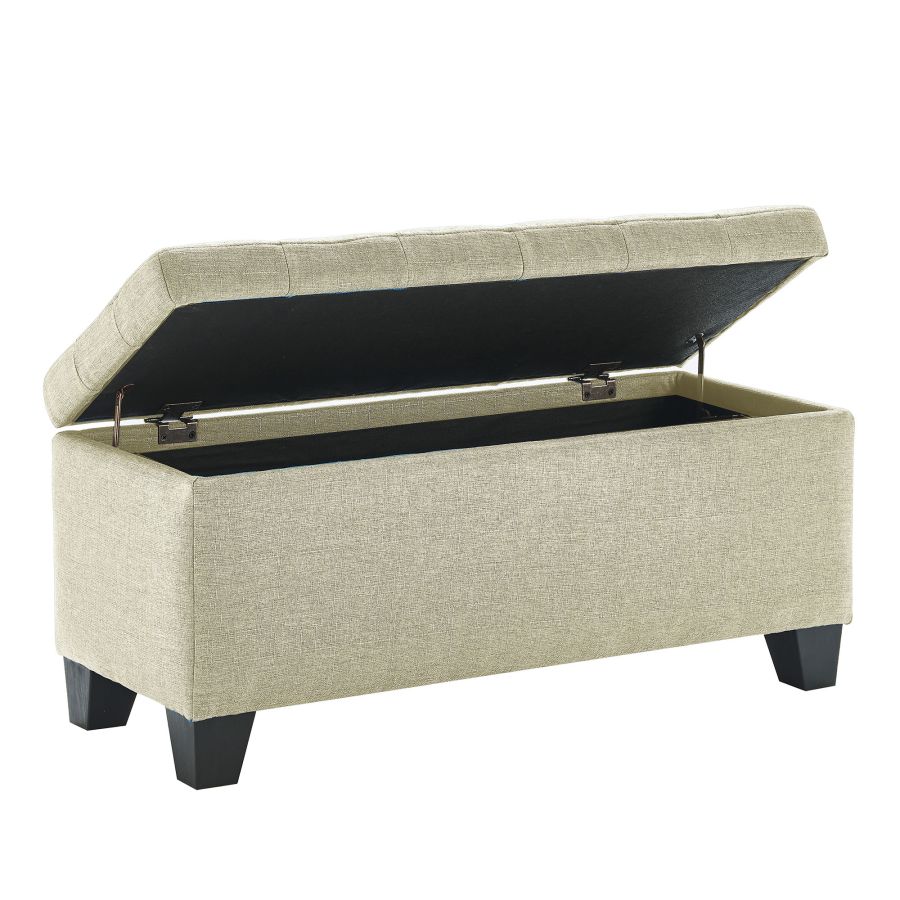 Lila Rectangular Storage Ottoman Bench in Beige - Image 7