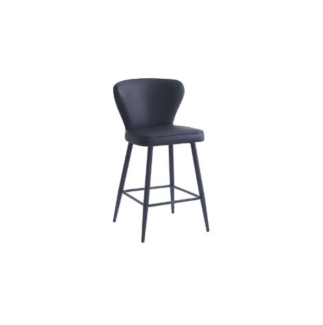Clover 26" Counter Stool, Set of 2, in Black Faux Leather and Black