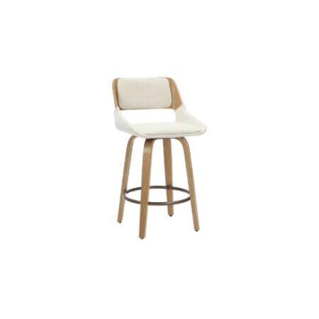 Hudson 26" Counter Stool with Swivel in Beige Fabric and Natural
