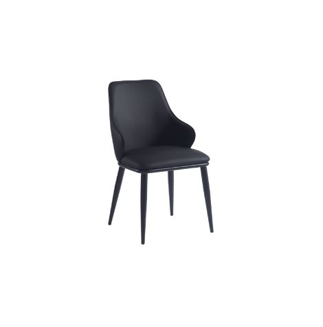 Kash Dining Chair, Set of 2, in Black Faux Leather and Black