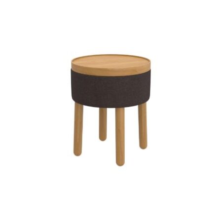 Polly Round Storage Ottoman with Tray in Charcoal and Natural