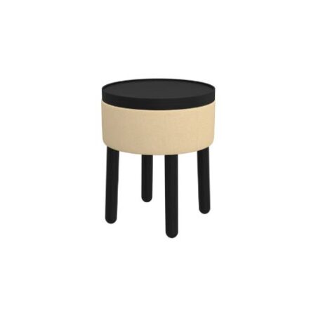Polly Round Storage Ottoman with Tray in Beige and Black