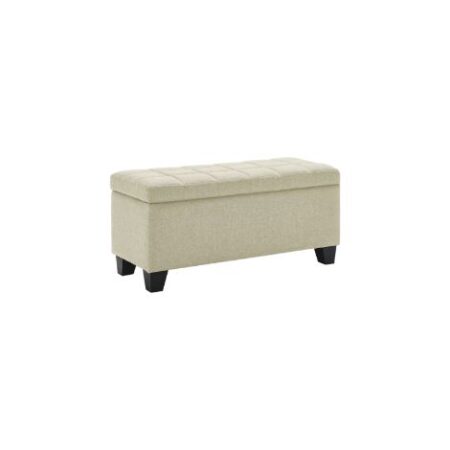 Lila Rectangular Storage Ottoman Bench in Beige