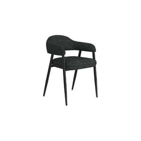 Archer Dining Chair, Set of 2, in Charcoal Fabric and Black