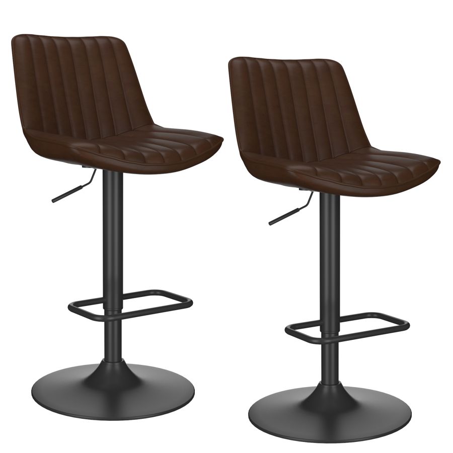 Kosi Adjustable Air-Lift Stool, set of 2, in Brown and Black - Image 3