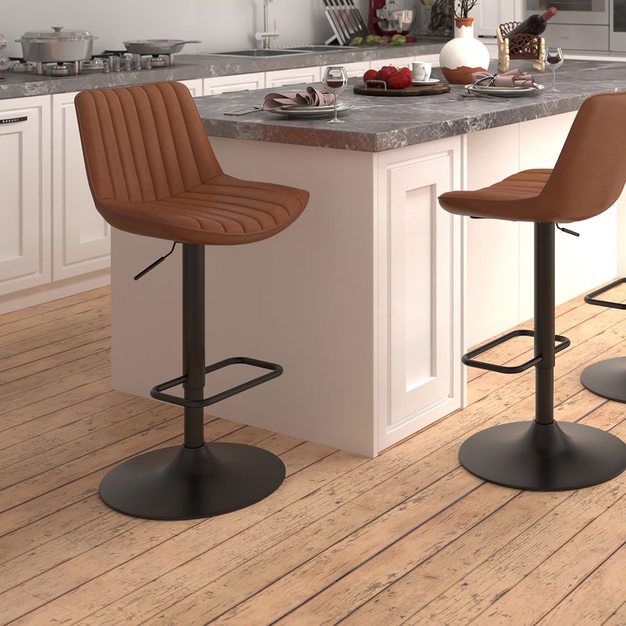 Kosi Adjustable Air-Lift Stool, set of 2, in Saddle and Black - Image 8