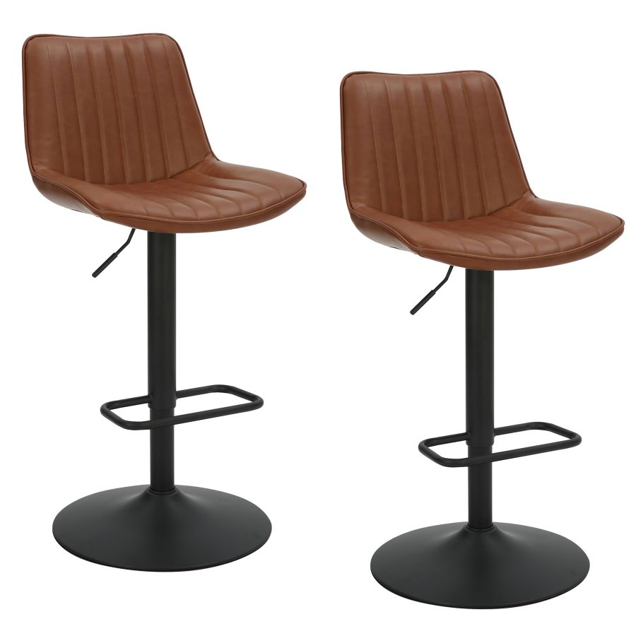 Kosi Adjustable Air-Lift Stool, set of 2, in Saddle and Black - Image 3