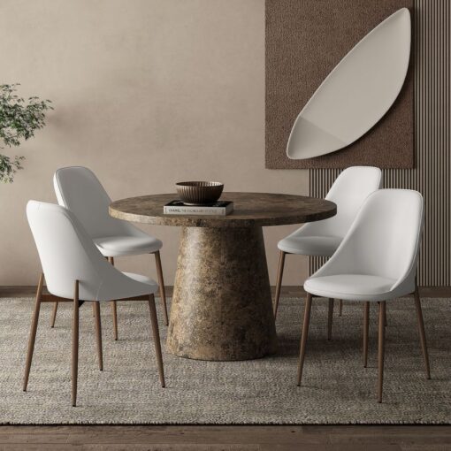 Alternative view of Godiva Round Pedestal Table in Grey Stone