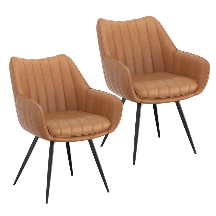 Talon Swivel Dining and Accent Chair, set of 2, in Camel and Black - Image 3