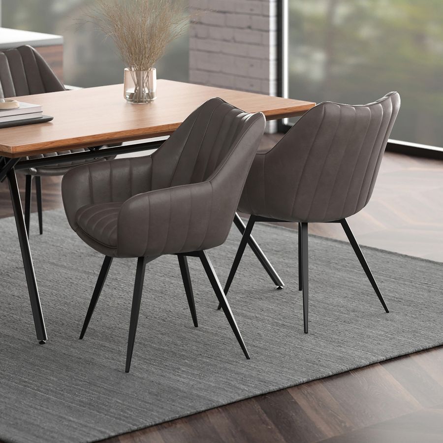 Talon Swivel Dining and Accent Chair, set of 2, in Charcoal and Black - Image 8