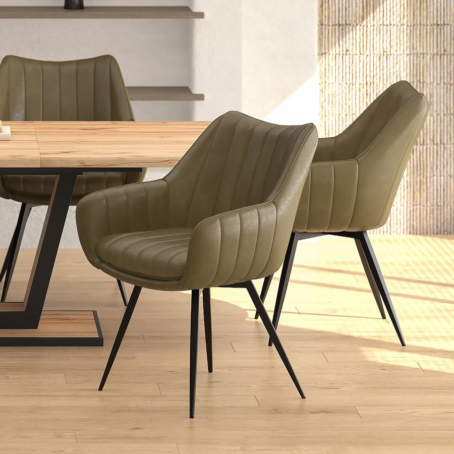 Talon Swivel Dining and Accent Chair, set of 2, in Moss and Black - Image 8