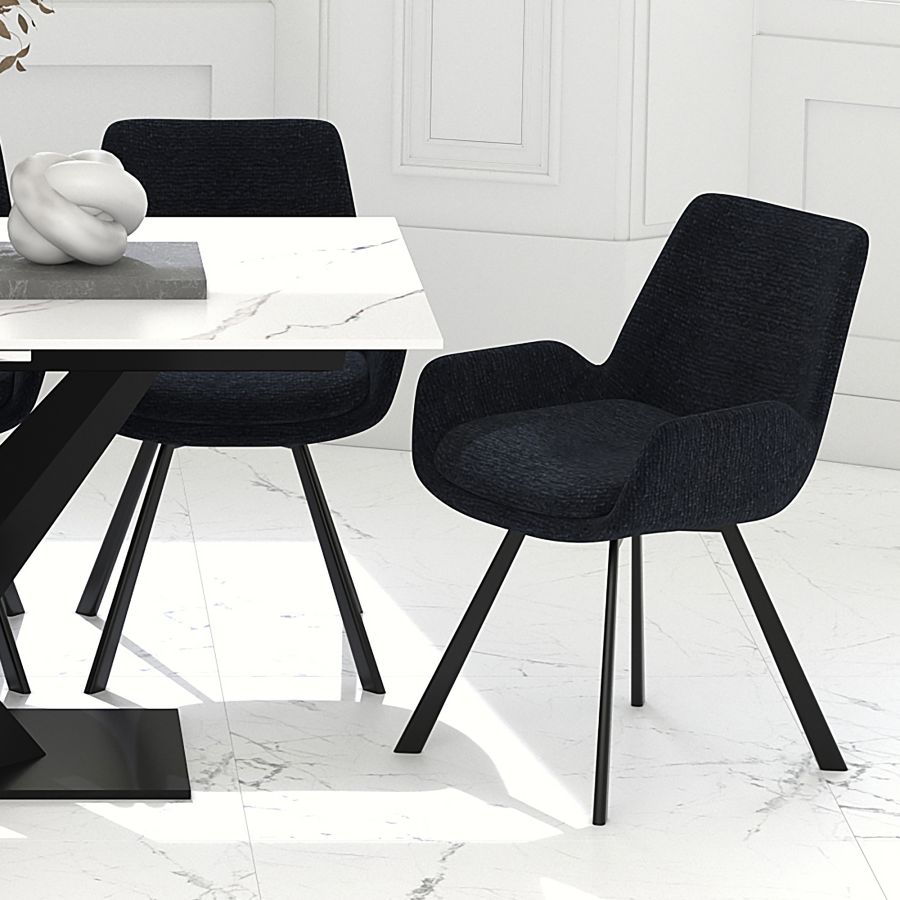 Signy Swivel Dining Chair, set of 2, in Black - Image 8