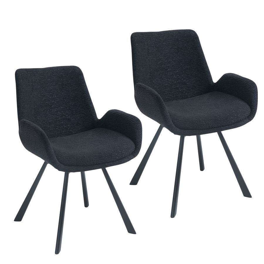 Signy Swivel Dining Chair, set of 2, in Black - Image 3